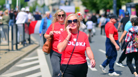 Warsaw, Poland. 25/05/2025. The Great March of Patriots by Rafal Trzaskowski. Hundreds of thousands march to show support for democracy. March in support of the presidentialのeditorial素材