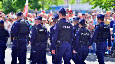 Warsaw, Poland. May 25, 2025. Police units securing demonstrations.