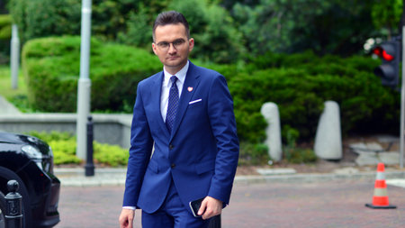 Warsaw, Poland. July 8, 2025. Polish parliamentarian, member of the Sejm Adrian Witczak.のeditorial素材