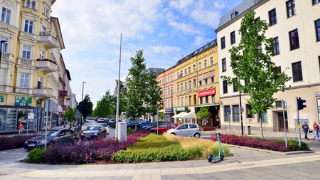 Szczecin, Poland. 16 July 2025. Car traffic at rush hour in downtown area of the city. City center...