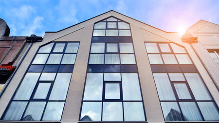 A modern tenement house in the city.の写真素材