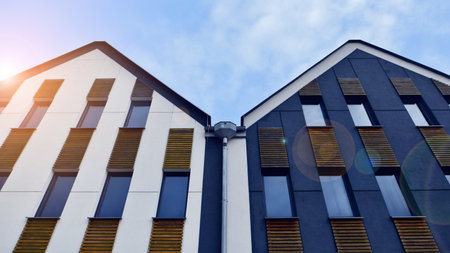 A modern tenement house in the city.の写真素材