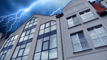 A modern tenement house in the city.の写真素材