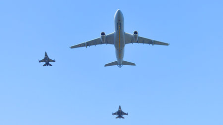 Warsaw, Poland. 15 August 2025. Polish Army Day parade with fighters, early warning aircraft,...