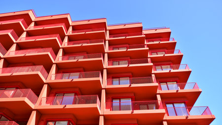 New modern block of flat, condo architecture. Residential apartment flat Luxury house complex. City...
