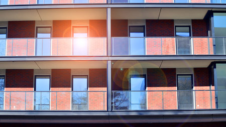 Modern luxury residential apartment. Modern apartment building on a sunny day. Apartment building...
