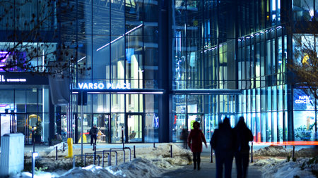 Warsaw, Poland. 21 January 2026. People of different ages and nationalities walk across in the city center, winter time. People on the street.のeditorial素材