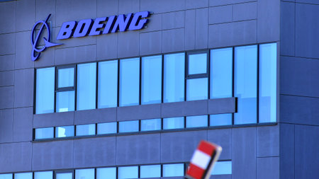 Warsaw, Poland. February 3, 2026. Urban landscape. Neon sign with the inscription: Boeing.
