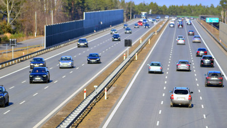 Warsaw, Poland. 1 March 2026. View of cars on the expressway S2, southern bypass of Warsaw in Wawer...