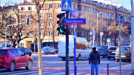 Warsaw, Poland. 4 March 2026. Car traffic in Mokotow district area of the city.