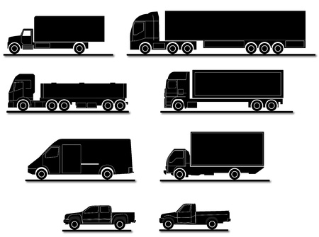 Several truck silhouettes for transportationのイラスト素材