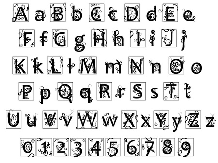 Old fashioned letters and numbersのイラスト素材