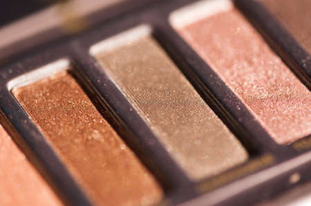Eyeshadow palette with multicolor shade closeup. Selective focus.の写真素材