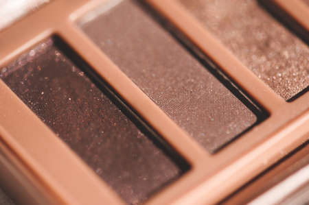 Makeup palette in gray shades closeup