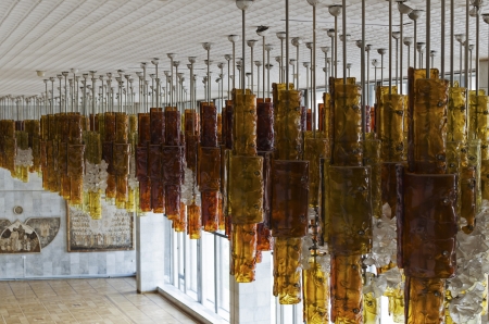 Chandeliers in the lobby of the Irkutsk Musical Theaterのeditorial素材