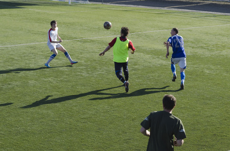 Friendly game between veterans and teenagers from football club  Baikal   Irkutskのeditorial素材