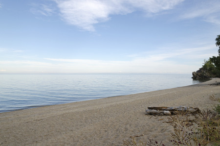 Sandy shore of the Sukhaya (Dry) bay. Lake Baikalの写真素材