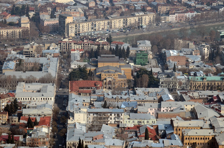 Top view of the Ketevan-Tsamebuli Avenue, Kuru and Rustaveli Avenue area