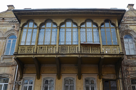 House with a traditional balcony in Tbilisi. Old cityのeditorial素材