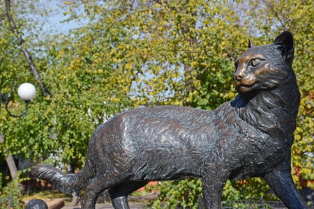 Irkutsk, Russia - Oct 10,2015: Cat sculpture on Irkutsk streetのeditorial素材