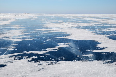 Lake Baikal surface in sunny winter day