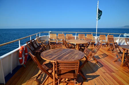 Deck for rest of passenger tourist ship on Lake Baikal