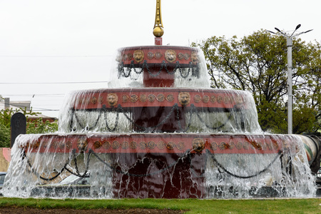 Khashuri, Georgia, May,4 19 - Fountain on central square of Khashuri in Georgiaのeditorial素材