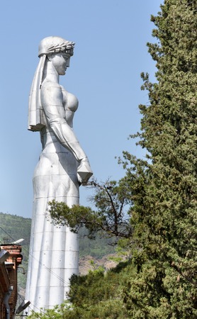 Tbilisi, Georgia-May, 08 2019: Symbol of Tbilisi - monument Mother Kartli on sunny day. Height of statue is 20 metersのeditorial素材