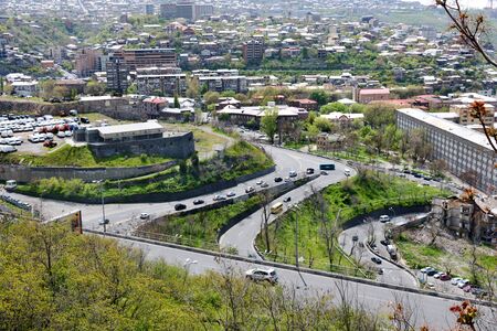 Top view of Yerevan district from Cascade, Armeniaの写真素材