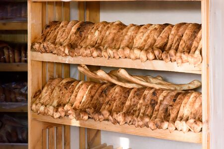 Freshly baked Shotis Puri - traditional Georgian bread. National Georgian cuisine