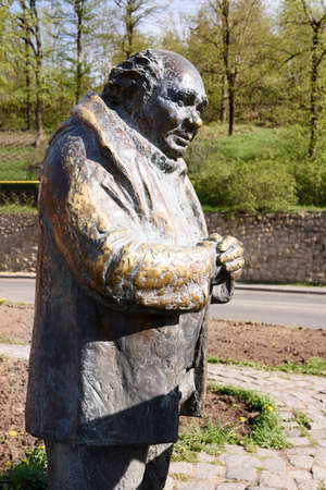 Dilijan, Armenia-May, 02 2019: Evgeny Leonov as Ivan Sergeevich Volokhov, war veteran, in Monument dedicated to hero of Soviet film Mimino, Armeniaのeditorial素材