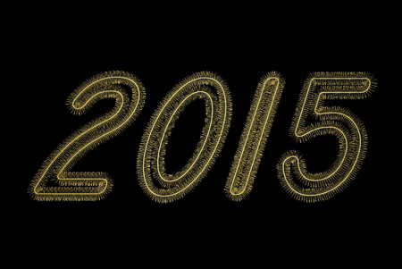 golden 2015 numbers of tinsel on black backgroundの写真素材