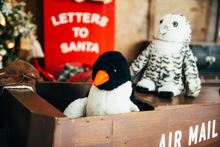 Gifts in a festive box of Santa Clausの写真素材