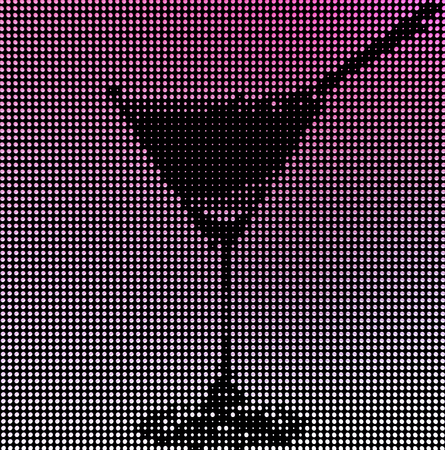 Silhouette glasses with a cocktail made of glowing bubbles. It can be used for background. 3d render image.の写真素材