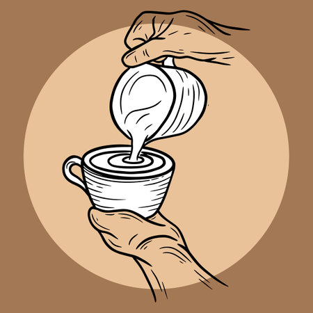 Hand Drawn Hold Coffee Cream beverage Dessert Shop Glass Cup Menu Cafe Restaurants illustrationのイラスト素材