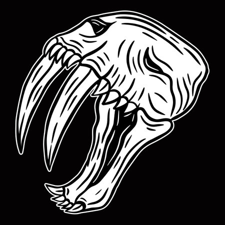 Skull Head black and white Hand Drawn tattoo concept Dark Art illustrationのイラスト素材