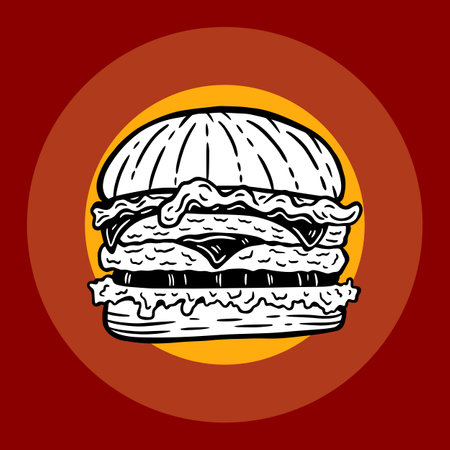 Hand Drawn Burgers Cheese Fry Chicken Fast Food Packaging Menu Cafe Restaurants illustrationのイラスト素材
