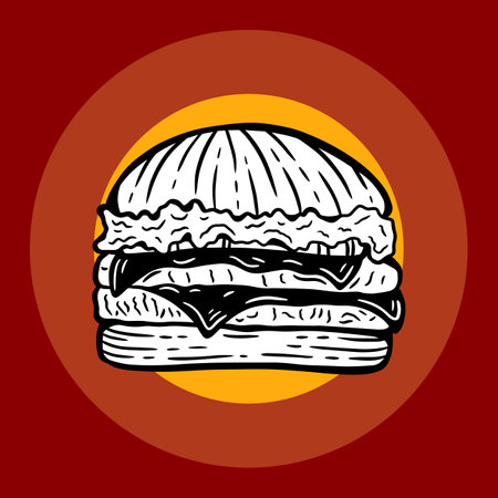 Hand Drawn Burgers Cheese Fry Chicken Fast Food Packaging Menu Cafe Restaurants illustrationのイラスト素材