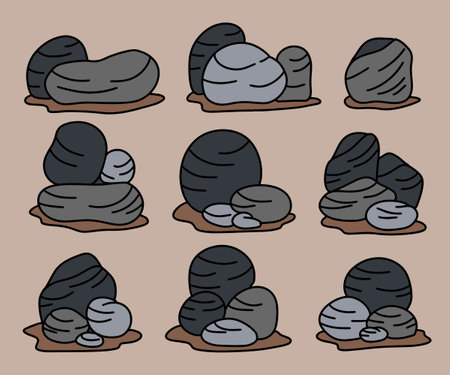 Stone Rock Nature Set illustrationのイラスト素材