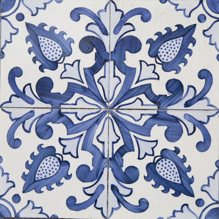 Vintage Portuguese tile in the old houseの写真素材