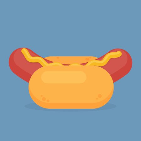 Hot dog fast food flat style color vector illustration. Street foodのイラスト素材