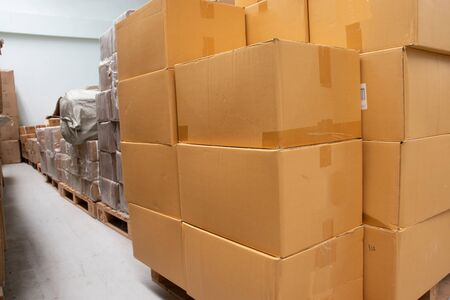 parcel box in the warehouseの写真素材