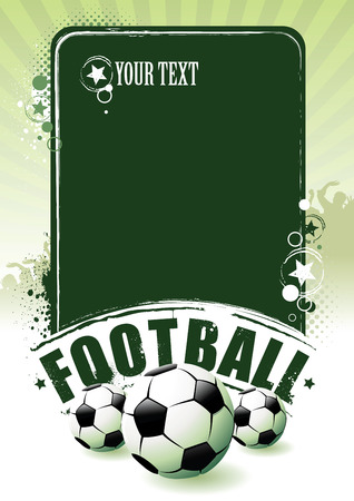 Football banner with the balls on a green backgroundのイラスト素材