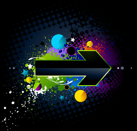 Glossy arrow on dirty graffiti background. Abstract vector image.のイラスト素材
