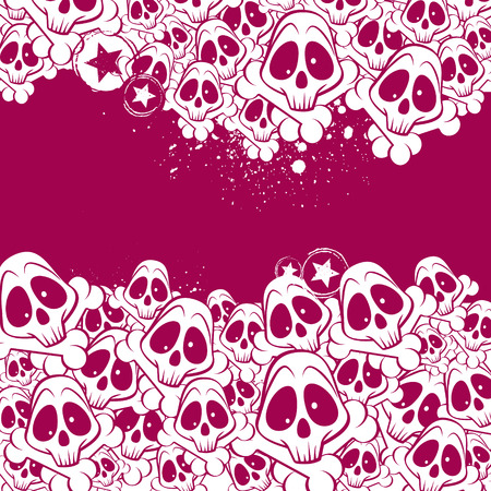 Vector background filled with skulls. There is a place for your text.のイラスト素材