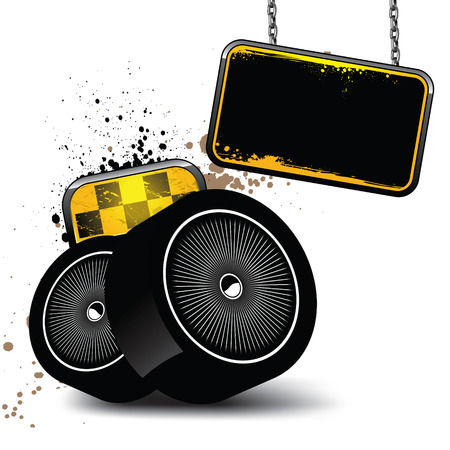 Image with taxi attributes and banner for your textのイラスト素材
