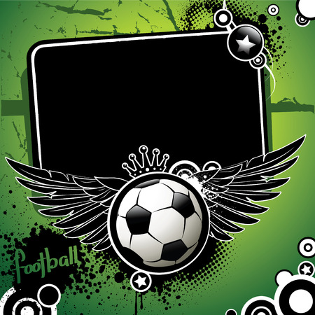 Football banner with the balls and stars on a green backgroundのイラスト素材