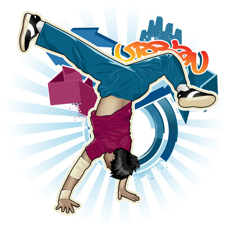 Cool image with breakdancer and street style attributesのイラスト素材