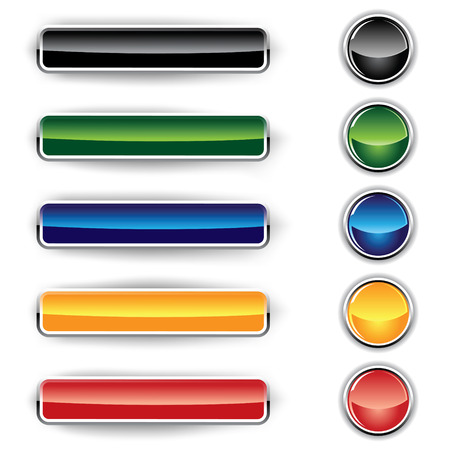 Set of glass buttons on a white backgroundのイラスト素材