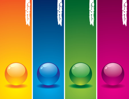 Set of glass buttons on coloured  backgroundsのイラスト素材